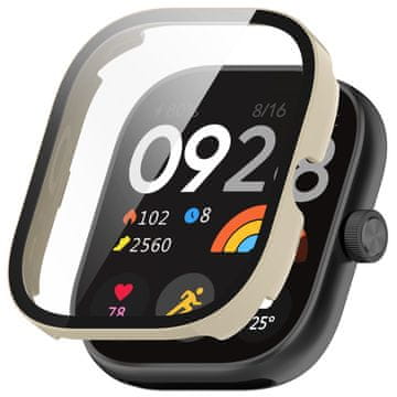 GS Ovitek 2 v 1 + kaljeno steklo za Xiaomi Redmi Watch 4, bež