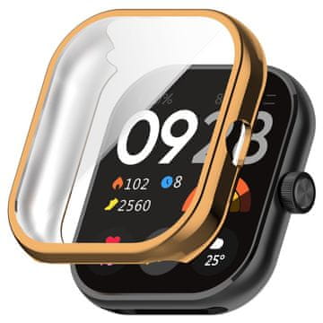 GS 2v1 ovitek z zaščitnim ovitko za zaslon za Xiaomi Redmi Watch 4, roza zlata
