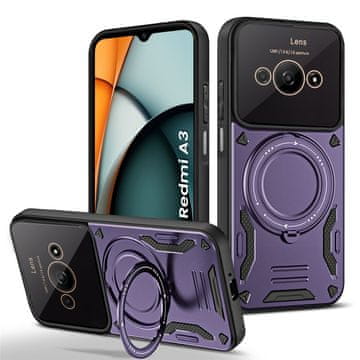 GS Oklepni ovitek za Xiaomi Redmi A3, magnetni obroč, vijoličen