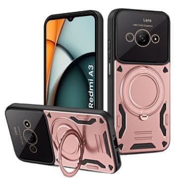 GS Oklepni ovitek za Xiaomi Redmi A3, magnetni obroč, roza