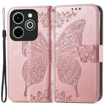 GS Preklopni ovitek za Infinix Hot 40i, metulj, roza zlata