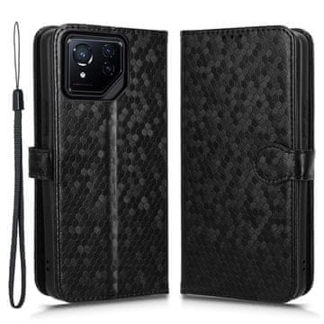 GS Ovitek za ASUS ROG Phone 8 Pro, denarnica v obliki rombov, črn