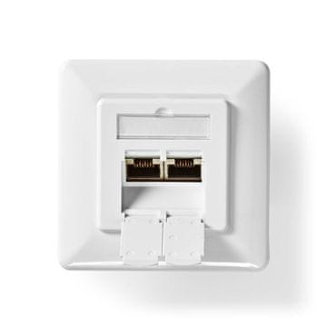 Nedis Network Wall Box | V steni | Vrata z 2 vrati | CAT6 | Naravnost | Ženska | Pozlačeno | PVC | Bela | Škatla