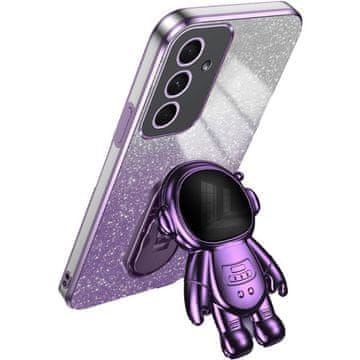 GS Ovitek za Samsung Galaxy A55 5G, bleščeči astronavt, vijoličen