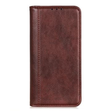 GS Ovitek za Samsung Galaxy Xcover 7, denarnica iz usnja Litchi, rjava