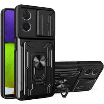 GS Oklepni ovitek za Oppo A38 / A18, drsnik za kamero, reža za kartico, črn