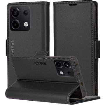 Overboard Ovitek za Xiaomi Redmi Note 13 5G, sijajni liči, denarnica s preklopom, črna