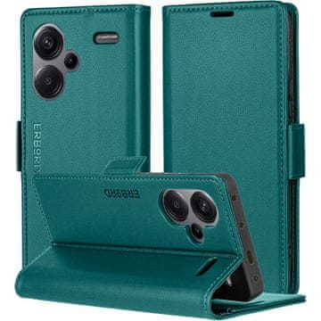 Overboard Ovitek za Xiaomi Redmi Note 13 Pro+, sijoč Litchi, denarnica s preklopom, zelen