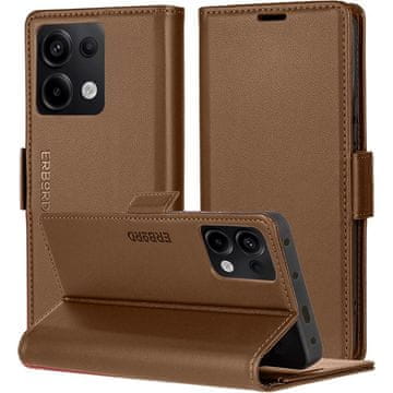 Overboard Ovitek za Xiaomi Redmi Note 13 Pro 4G / Poco M6 Pro 4G, sijajni liči, denarnica s preklopom, rjava