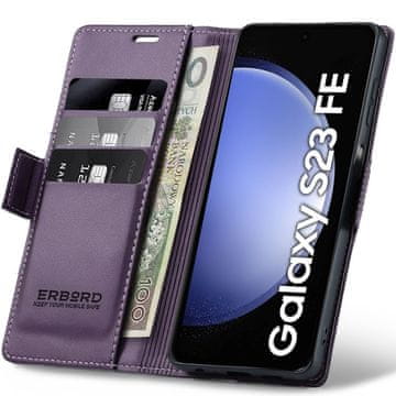 Overboard Ovitek za Samsung Galaxy S23 FE, sijoč liči, denarnica s preklopom, vijolična