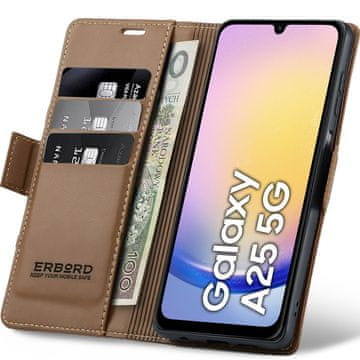 Overboard Ovitek za Samsung Galaxy A25 5G, sijoč liči , denarnica z zavihkom, rjav