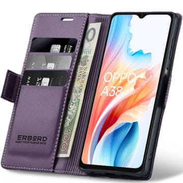 Overboard Ovitek za Oppo A38 / A18, sijoč liči , denarnica s preklopnim etuijem, vijoličen