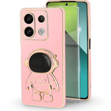 GS Ovitek za Xiaomi Redmi Note 13 Pro 5G, Astronaut, roza + kaljeno steklo 9H