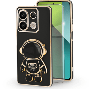 GS Ovitek za Xiaomi Redmi Note 13 Pro 5G, Astronaut, črn + kaljeno steklo 9H