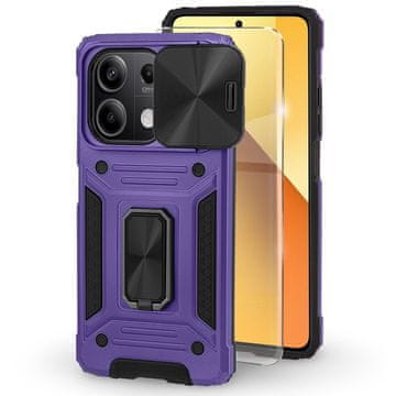 Overboard Oklepni ovitek za Xiaomi Redmi Note 13 5G, CamShield Slide, vijoličen + kaljeno steklo 9H