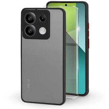 GS Silikonski ovitek za Xiaomi Redmi Note 13 Pro 5G, z zaščito kamere, prozoren/črn + kaljeno steklo 9H