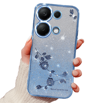 GS Ovitek za Xiaomi Redmi Note 13 Pro 4G / Poco M6 Pro 4G, bleščeč cvet, moder