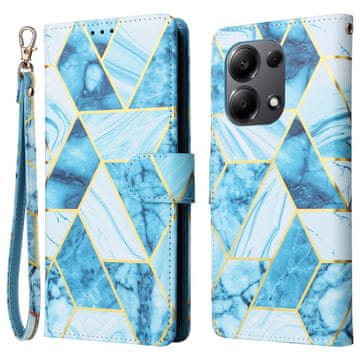 GS Ovitek za Xiaomi Redmi Note 13 Pro 4G / Poco M6 Pro 4G, denarnica, marmorno modra