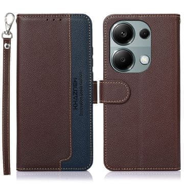 Preklopni ovitek za Xiaomi Redmi Note 13 Pro 4G / Poco M6 Pro 4G, RFID, rjav / moder