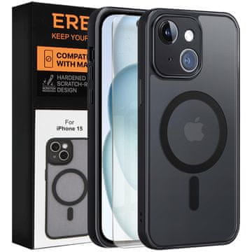 Overboard Ovitek za iPhone 15, za MagSafe, mat ovitek , črn + zaščita za zaslon