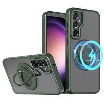 GS Ovitek za Samsung Galaxy S23 FE, vojaški magnet, za MagSafe, zelen