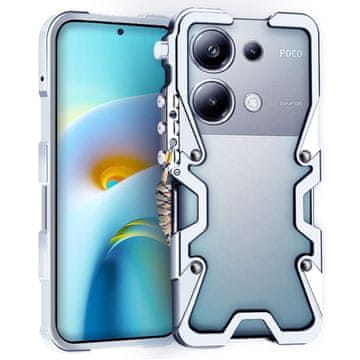 GS Ovitek za Xiaomi Redmi Note 13 Pro 4G / Poco M6 Pro 4G, aluminijasta zlitina, srebrna