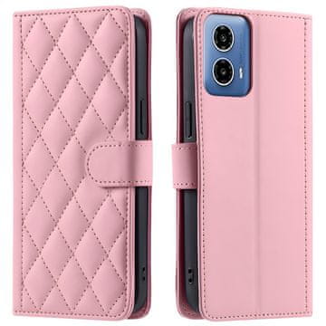 Overboard Preklopni ovitek za Motorola Moto G24 / G24 Power / G04, usnjen romb čez telo, roza zlata barva