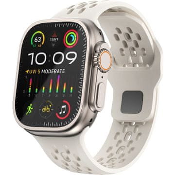 GS Silikonski pašček za Apple Watch 1/2/3/4/5/6/7/8/9/10/11/SE Ultra 1/2/3 42/44/45/46/49 mm, bež