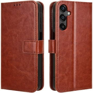 GS Ovitek za Samsung Galaxy M55 5G, denarnica Crazy Horse, rjava