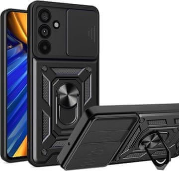 GS Oklepni ovitek za Samsung Galaxy M55 5G, CamShield Slide, črn