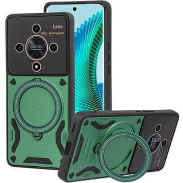 GS Oklepni ovitek za Honor Magic 6 Lite 5G, magnetni obroč, zelen