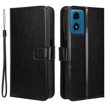 GS Preklopni ovitek za Motorola Moto G24 / G24 Power / G04, denarnica Crazy Horse, črna