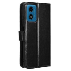 GS Ovitek denarnica Crazy Horse za Motorola Moto E14, črn
