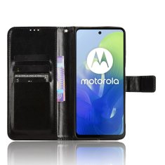 GS Ovitek denarnica Crazy Horse za Motorola Moto E14, črn