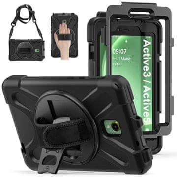 GS Ovitek za Samsung Galaxy Tab Active 3 T570 / 5 X306B, oklepni, vrtljiv za 360 stopinj, črn