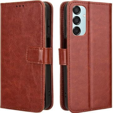 GS Preklopni ovitek za Samsung Galaxy M35, denarnica Crazy Horse, rjava