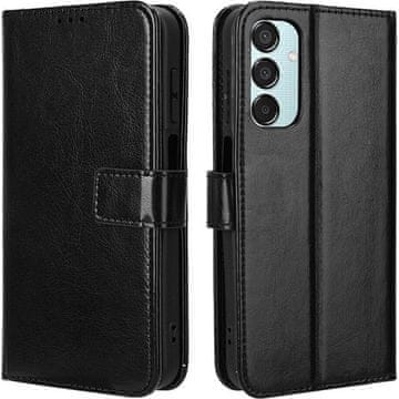 GS Preklopni ovitek za Samsung Galaxy M35, denarnica Crazy Horse, črna