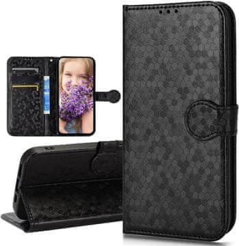 GS Ovitek za Samsung Galaxy M15 5G z naslonom, denarnica v obliki rombov, črn
