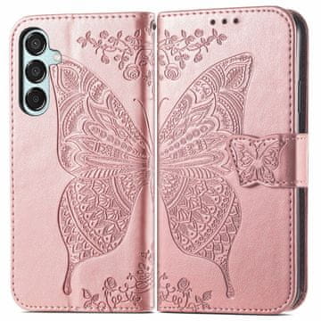 GS Ovitek za Samsung Galaxy M35, metulj, roza zlat