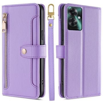 GS Ovitek s preklopom za Oppo Reno 11F 5G, denarnica z zadrgo, vijoličen
