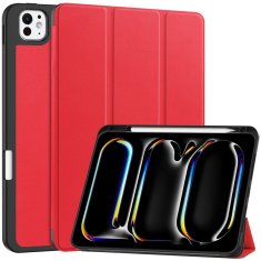 GS Ovitek za iPad Pro 11" M5 2025 / M4 2024 (6./5. generacija), Smartcase z držalom za pisalo, rdeč