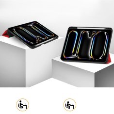 GS Ovitek za iPad Pro 11" M5 2025 / M4 2024 (6./5. generacija), Smartcase z držalom za pisalo, rdeč