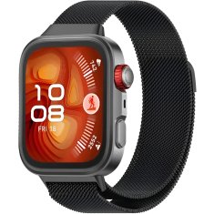 GS Milanska zapestnica + ovitek z zaščitnim ovitko za Huawei Watch Fit 4, črna