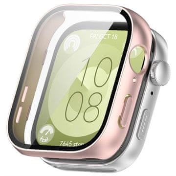 GS Ovitek 2 v 1 + kaljeno steklo za Huawei Watch Fit 3, roza zlata