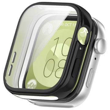 GS Ovitek 2 v 1 z zaščitnim steklom za Huawei Watch Fit 3, črn