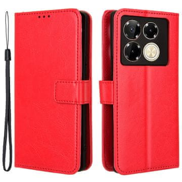 GS Ovitek Crazy Horse Wallet Flip za Infinix Note 40 Pro, rdeč