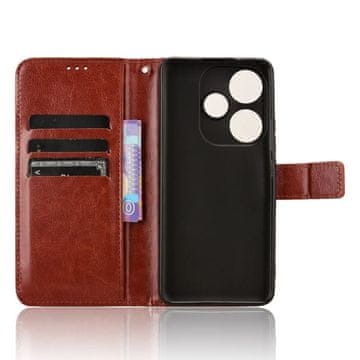 GS Preklopni ovitek za Xiaomi Poco F6, denarnica Crazy Horse, rjava