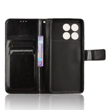 GS Preklopni ovitek za Xiaomi Poco F6 Pro, denarnica Crazy Horse, črn