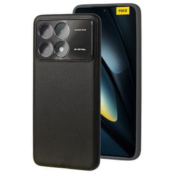 GS Usnjen ovitek za Xiaomi Poco F6 Pro, hibridno usnje, črne barve