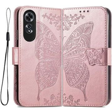 GS Ovitek za Oppo A60, metuljček, roza zlata